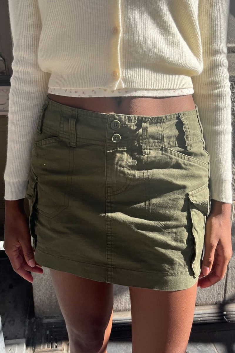 Jupe Brandy Melville Beverly Cargo Mini Vert Olive | BFO-10156641